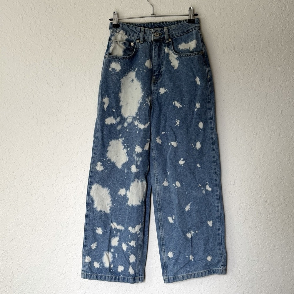 The Ragged Priest Womens Jeans Denim Pants Sz 24 Grunge Punk Wide Leg Bleach